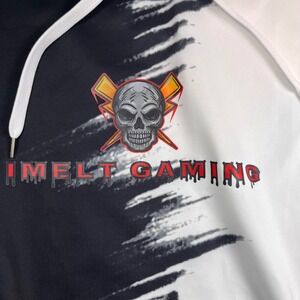 SANATTY IMELT Gaming Hoodie L Black‎ White Brushstroke Skull Logo Pullover